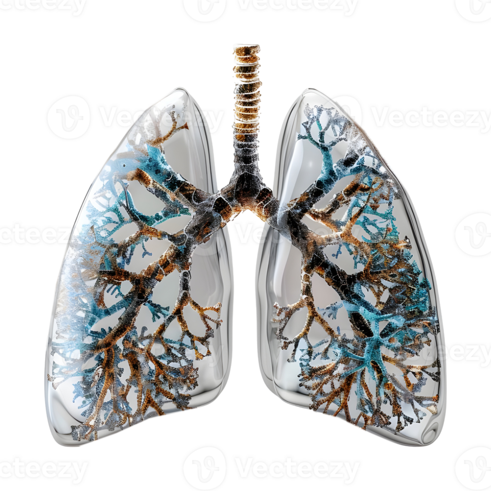 3D Rendering of a Human Lungs Organ Transparent Background png