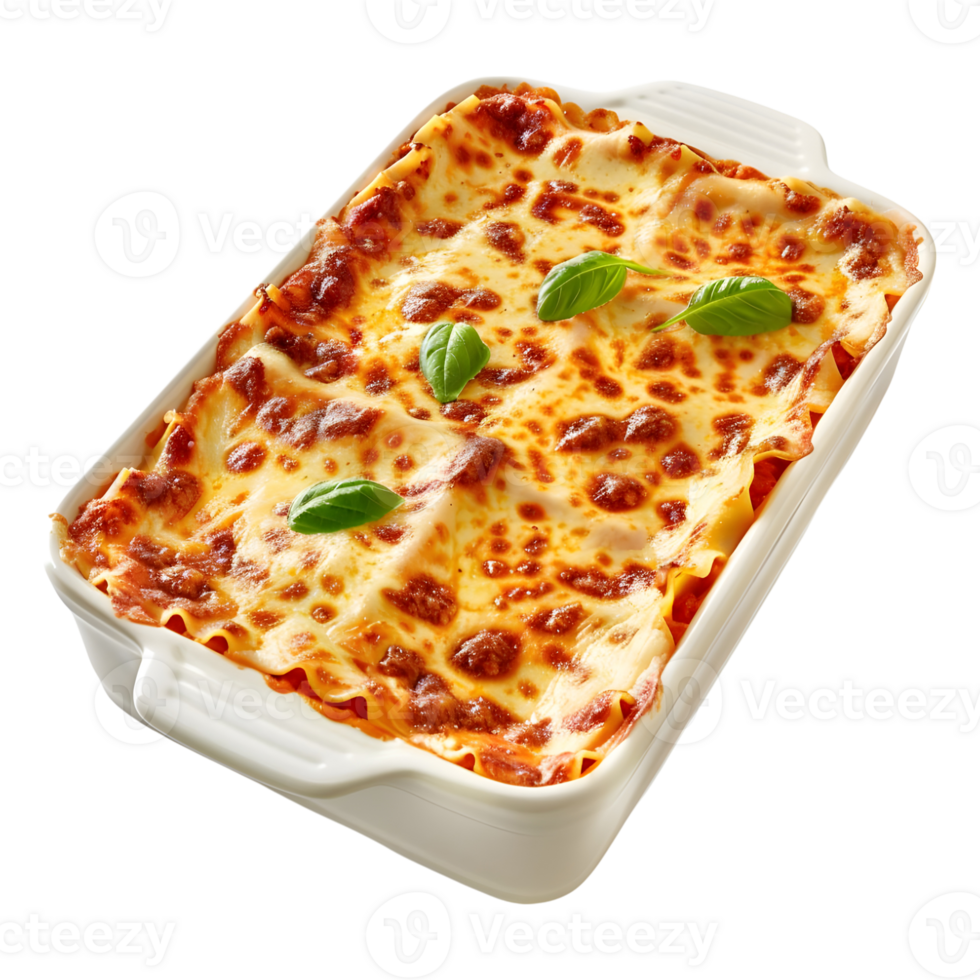 3D Rendering of a Lasagna in baking dish Transparent Background png