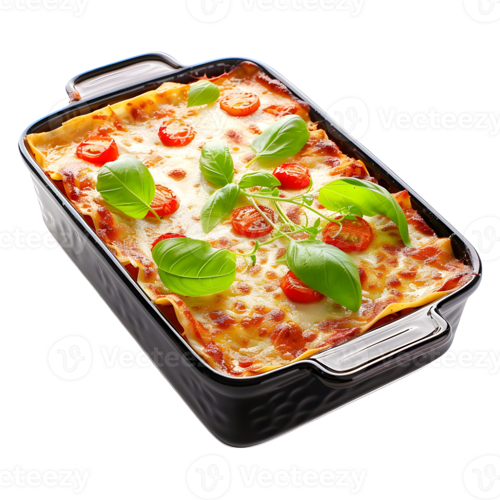 3D Rendering of a Lasagna in baking dish Transparent Background png