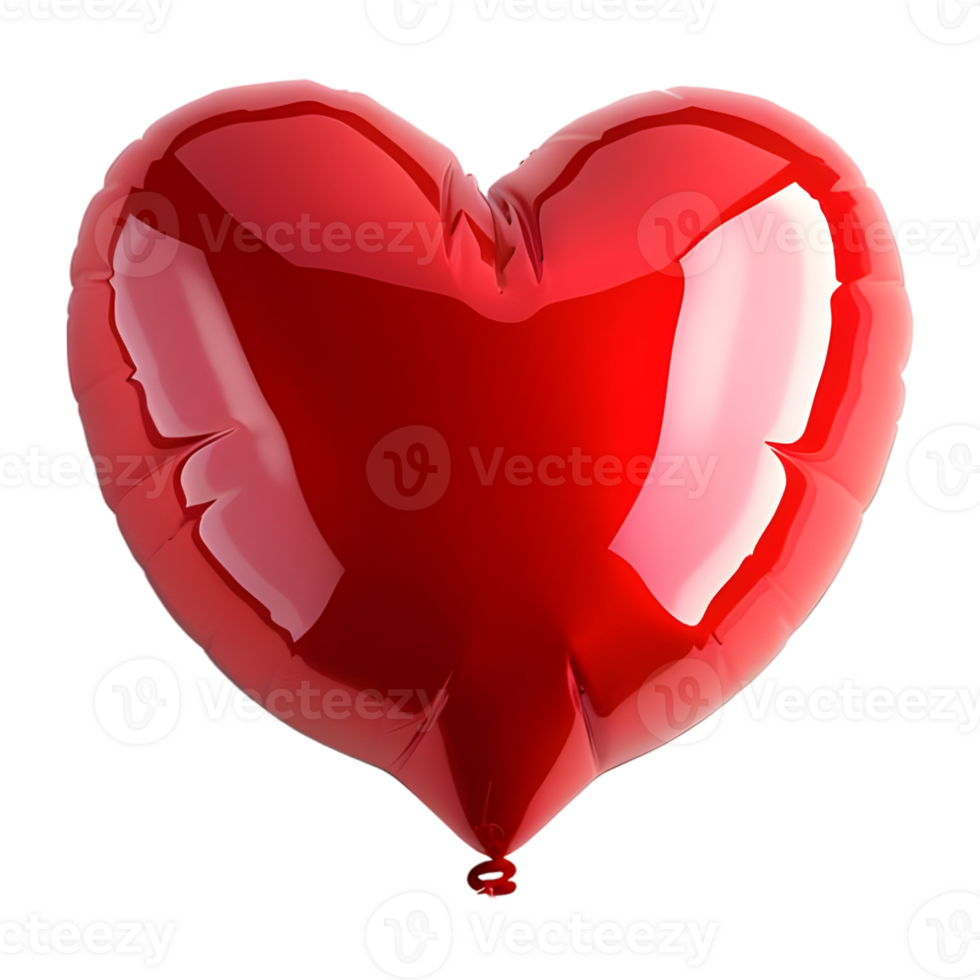 3D Rendering of a Heart Shape Love Balloon on Transparent Background png