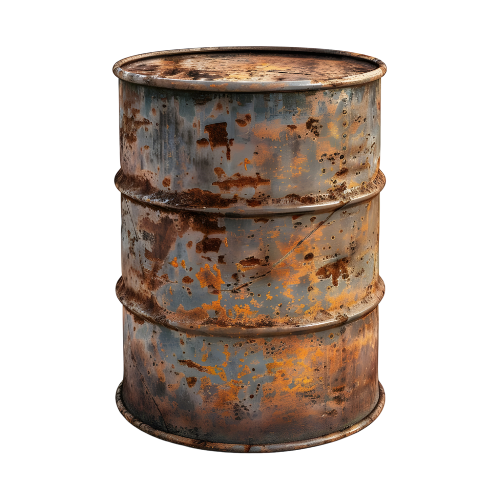 3D Rendering of a Rusted Iron Drum Transparent Background png