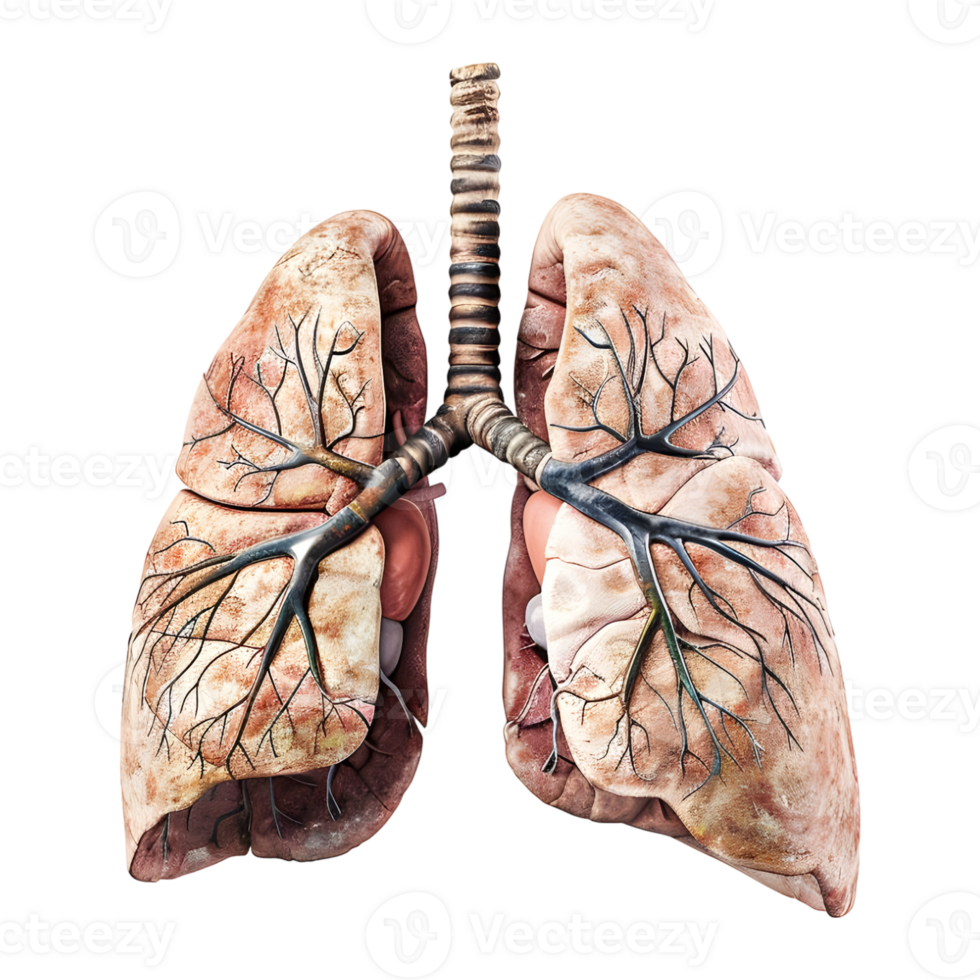 3D Rendering of a Human Lungs Organ Transparent Background png