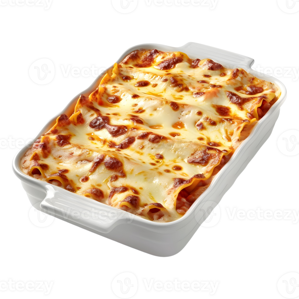 3D Rendering of a Lasagna in baking dish Transparent Background png
