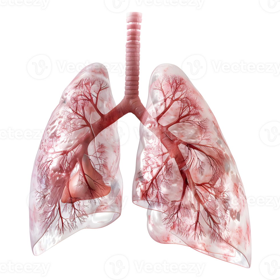 3D Rendering of a Human Lungs Organ Transparent Background png