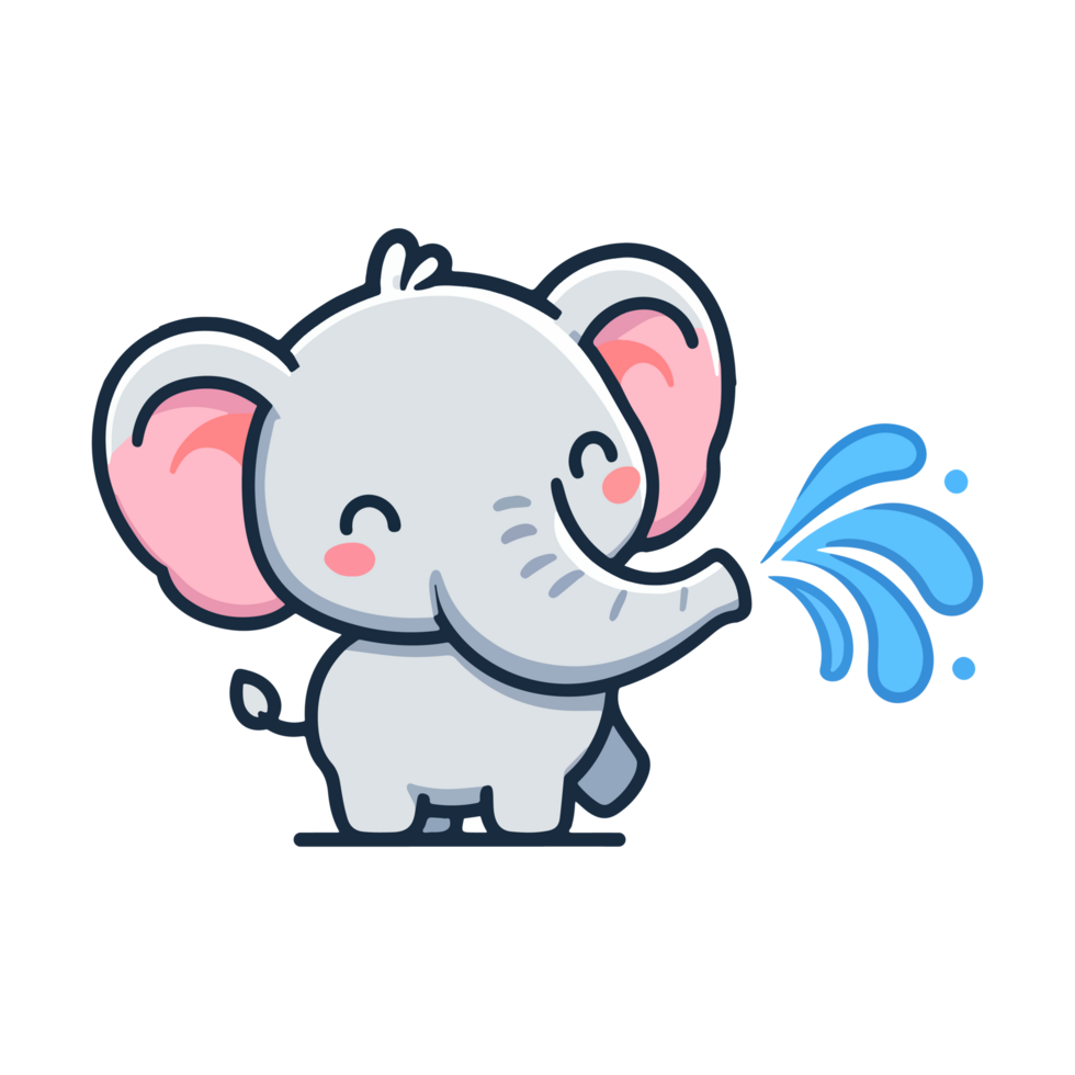 cute icon character elephant playing in water png