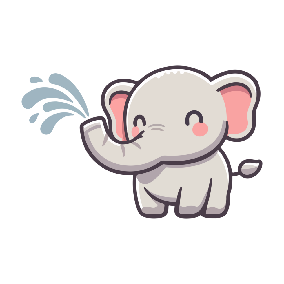 cute icon character elephant playing in water png