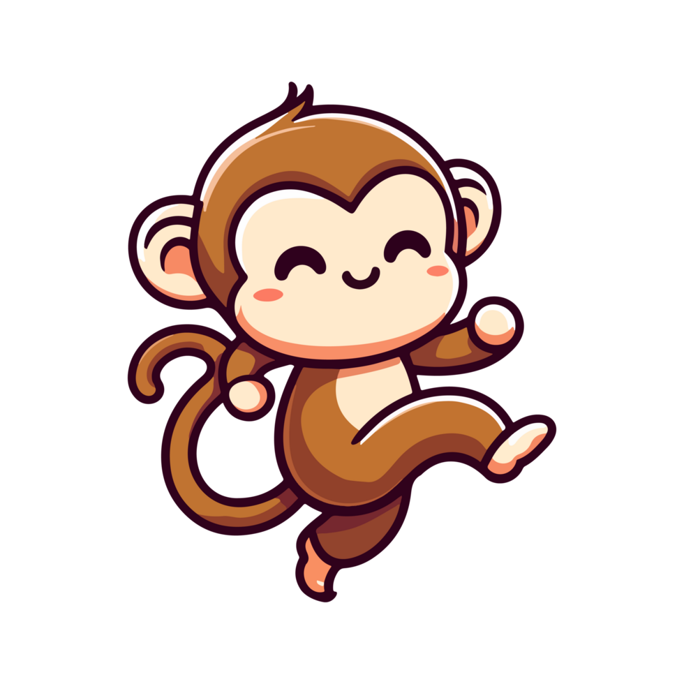 cartoon cute monkey happy icon character png