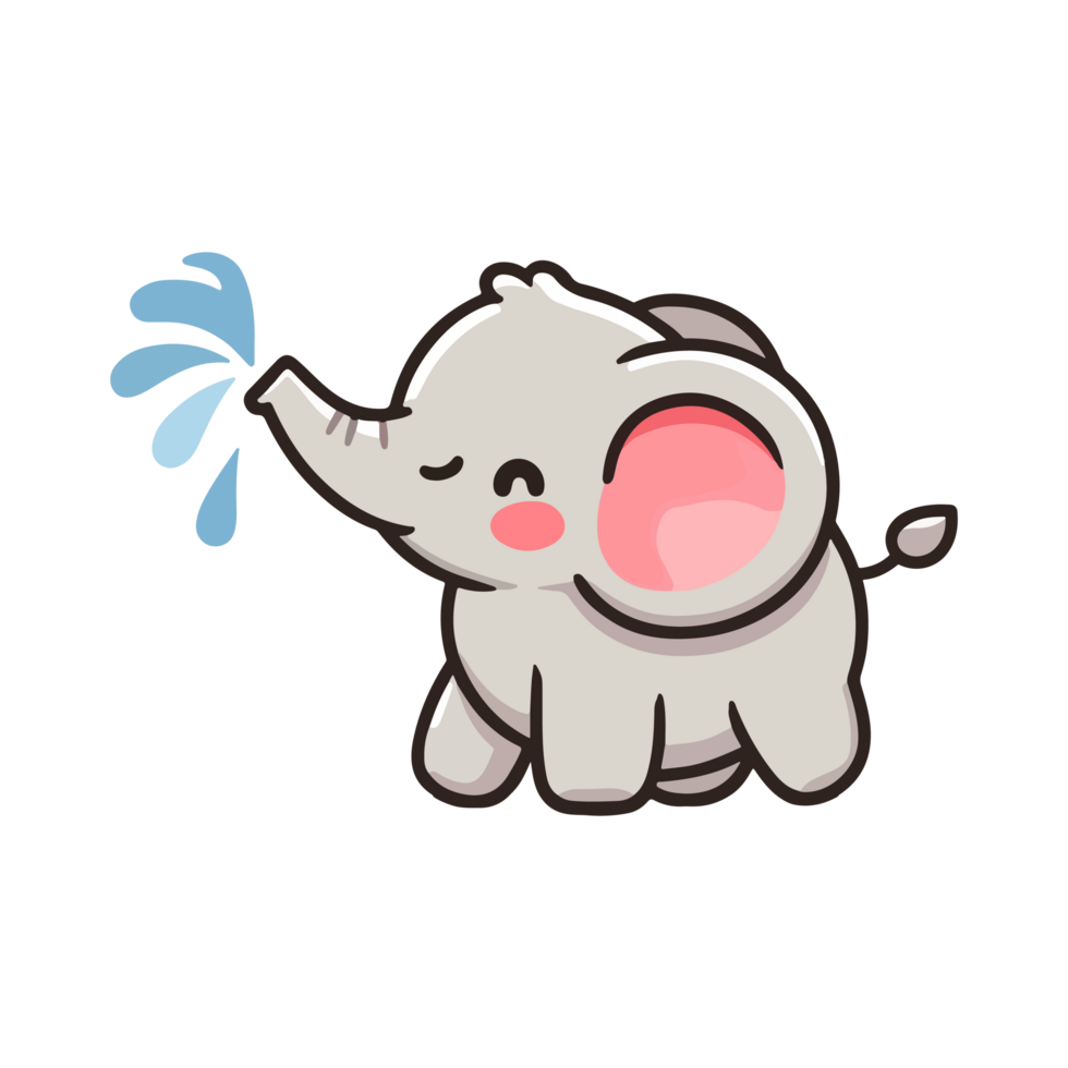 cute icon character elephant playing in water png