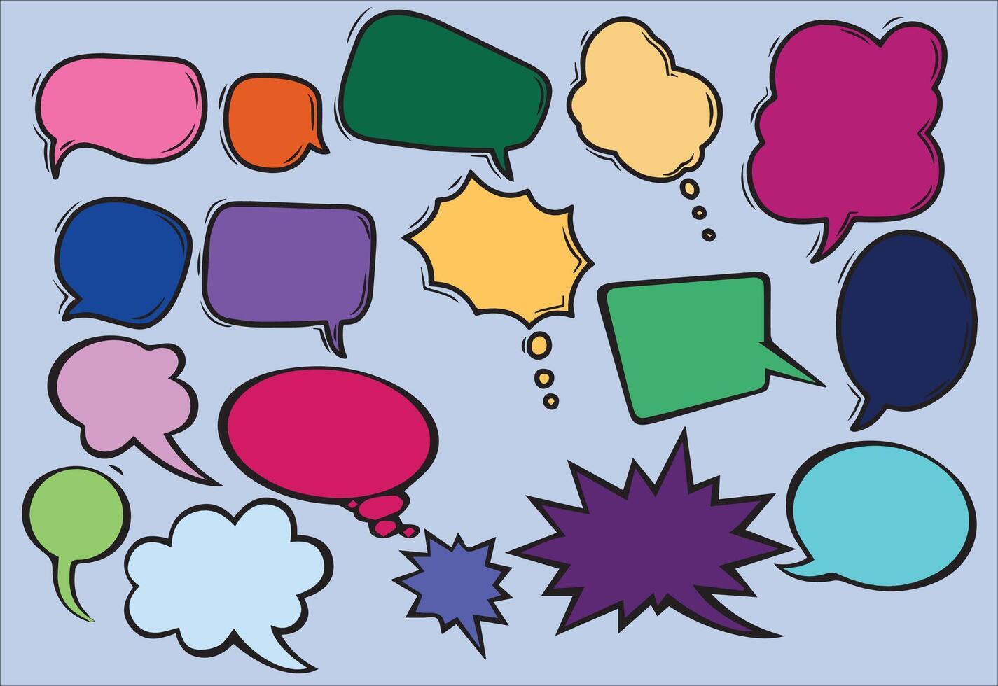 Set of colorful comic speech bubbles. Illustration for your design. vector