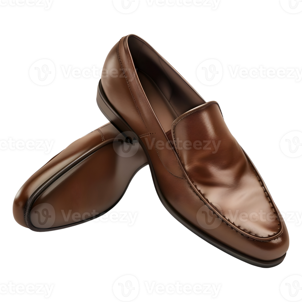 3D Rendering of a Brown Leather Shoes Pair on Transparent Background png