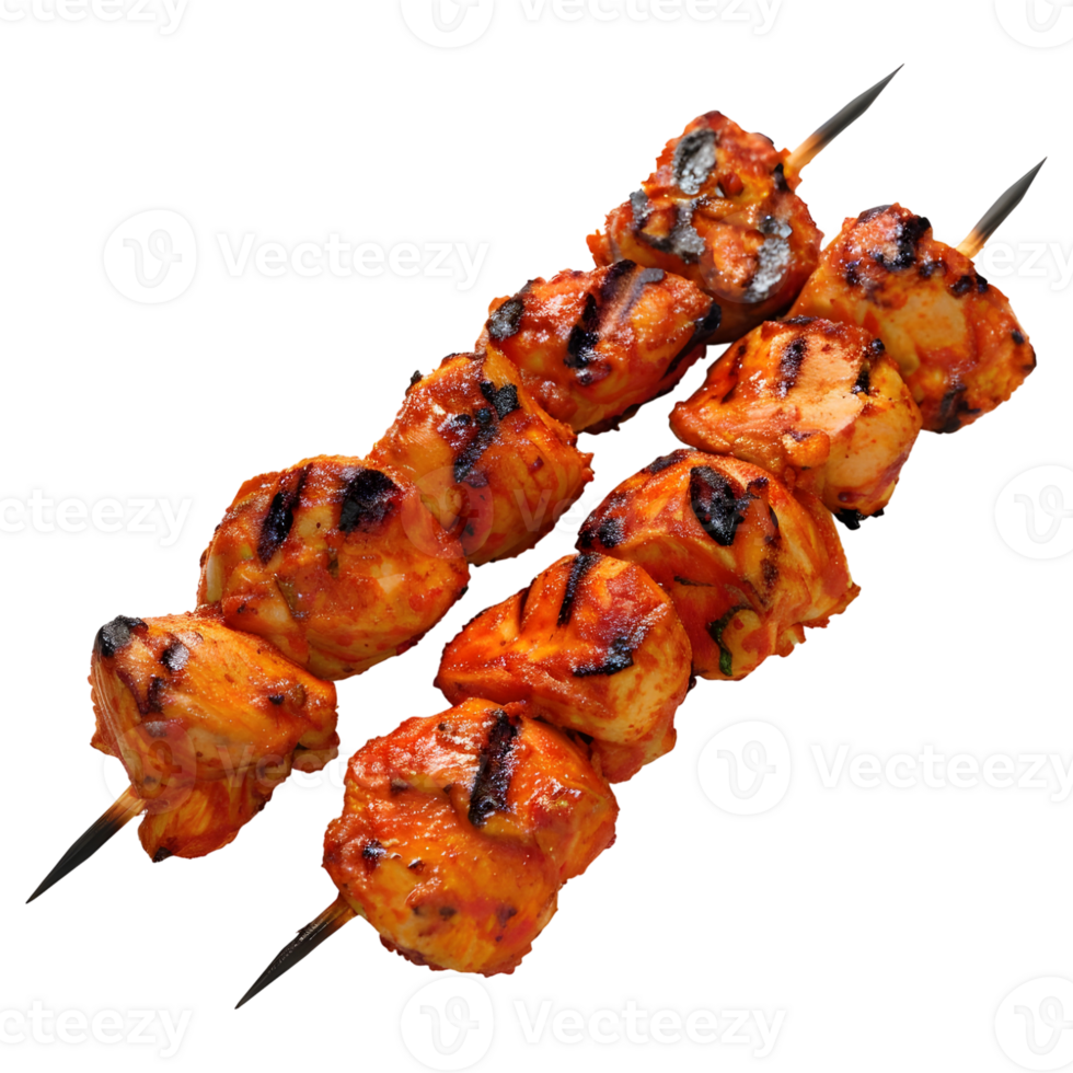 3D Rendering of a Brown Chicken Tikka Stick on Transparent Background png