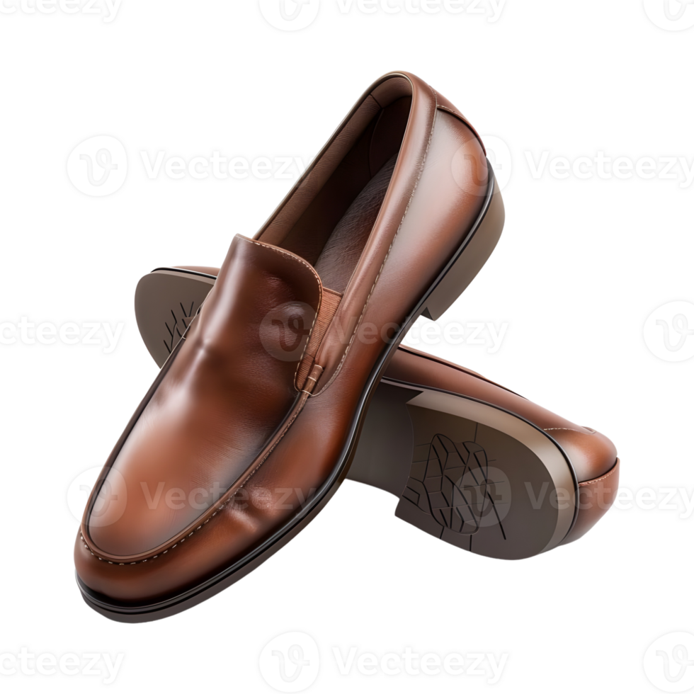 3D Rendering of a Brown Leather Shoes Pair on Transparent Background png
