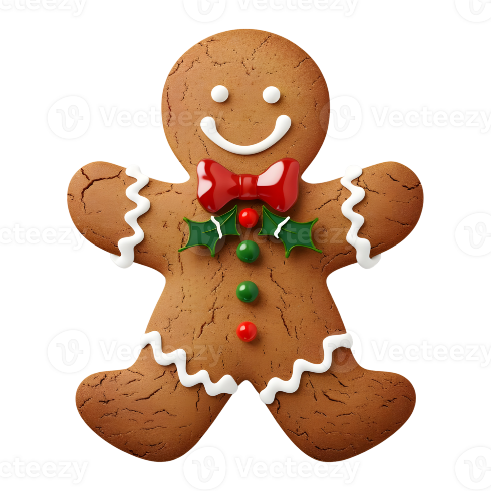 3D Rendering of a Gingerbread Christmas Cookie on Transparent Background png