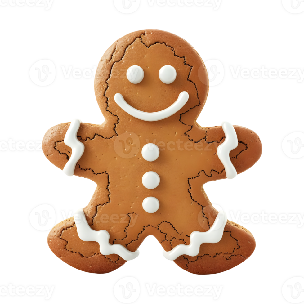 3D Rendering of a Gingerbread Christmas Cookie on Transparent Background png