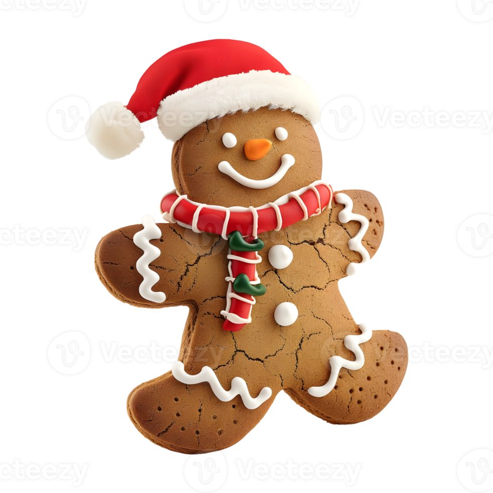 3D Rendering of a Gingerbread Christmas Cookie on Transparent Background png