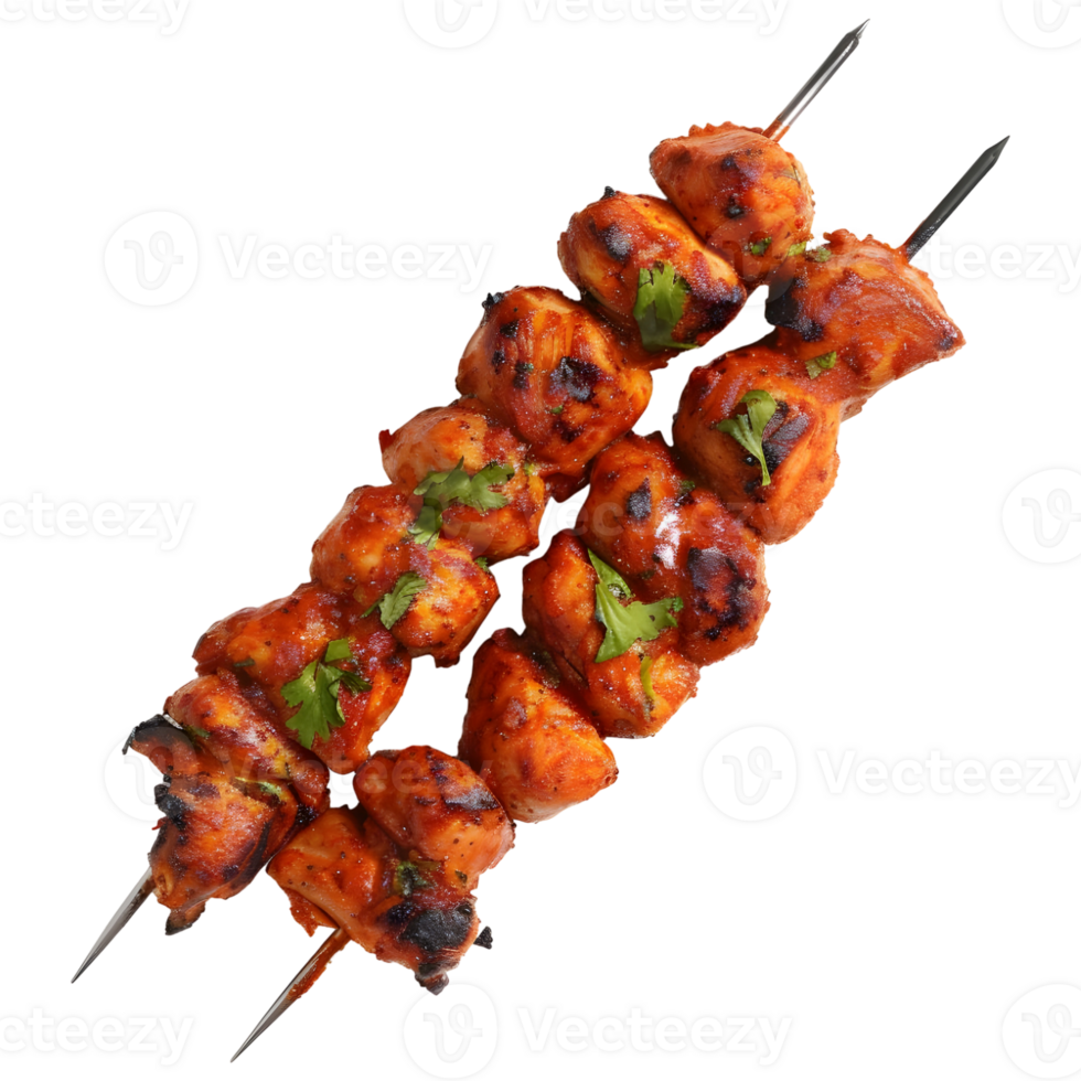 3D Rendering of a Brown Chicken Tikka Stick on Transparent Background png