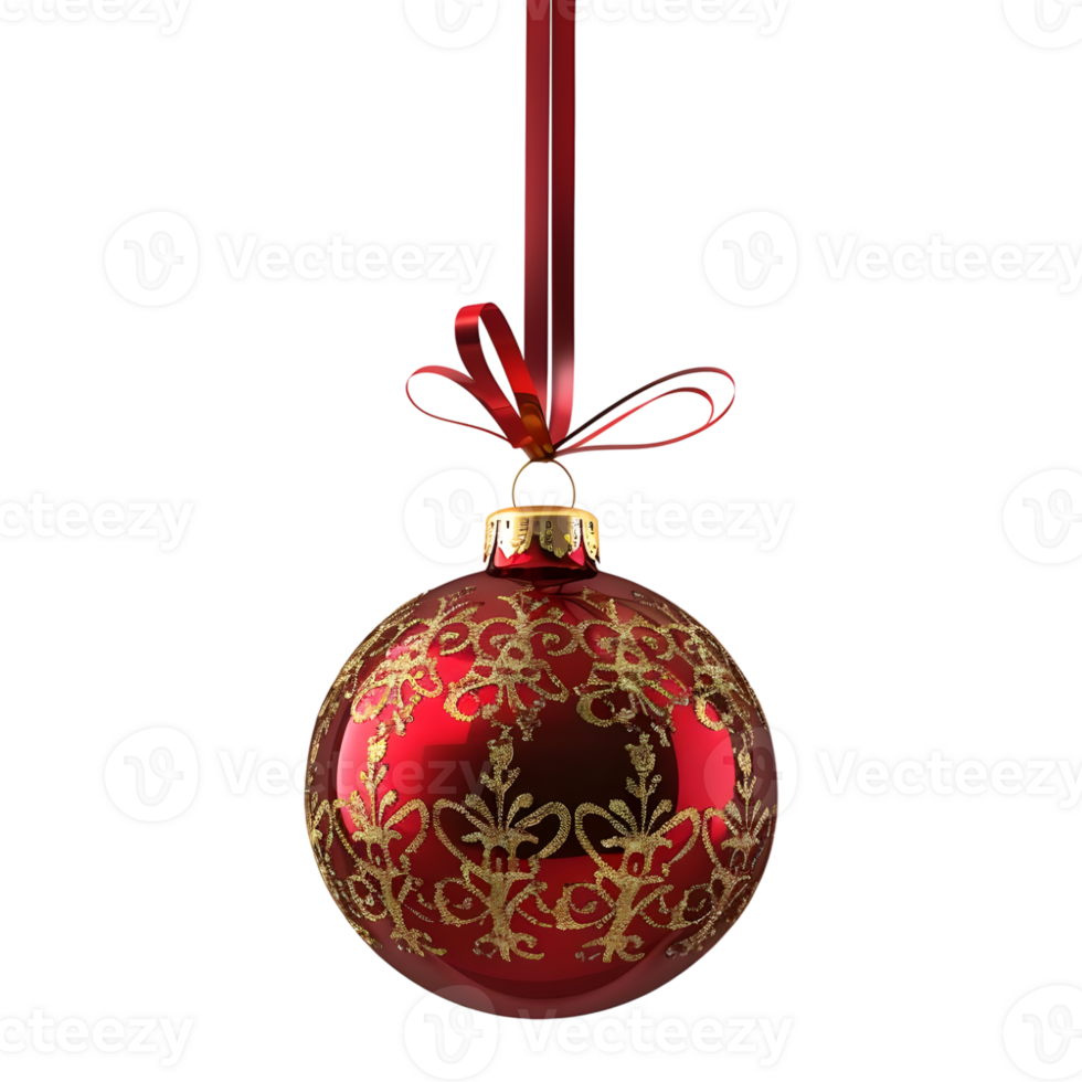 3D Rendering of a Christmas Bauble on Transparent Background png