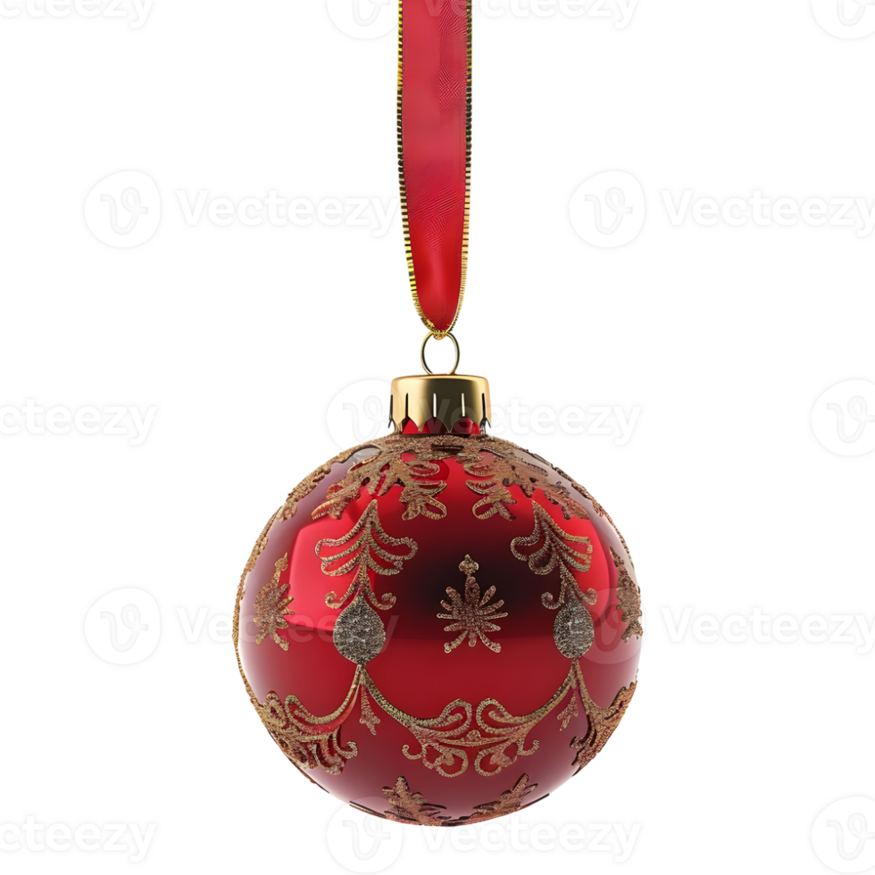 3D Rendering of a Christmas Bauble on Transparent Background png