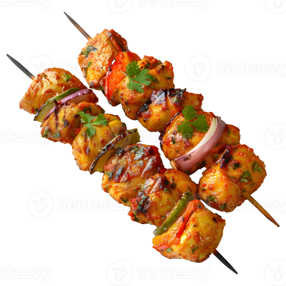 3D Rendering of a Brown Chicken Tikka Stick on Transparent Background png