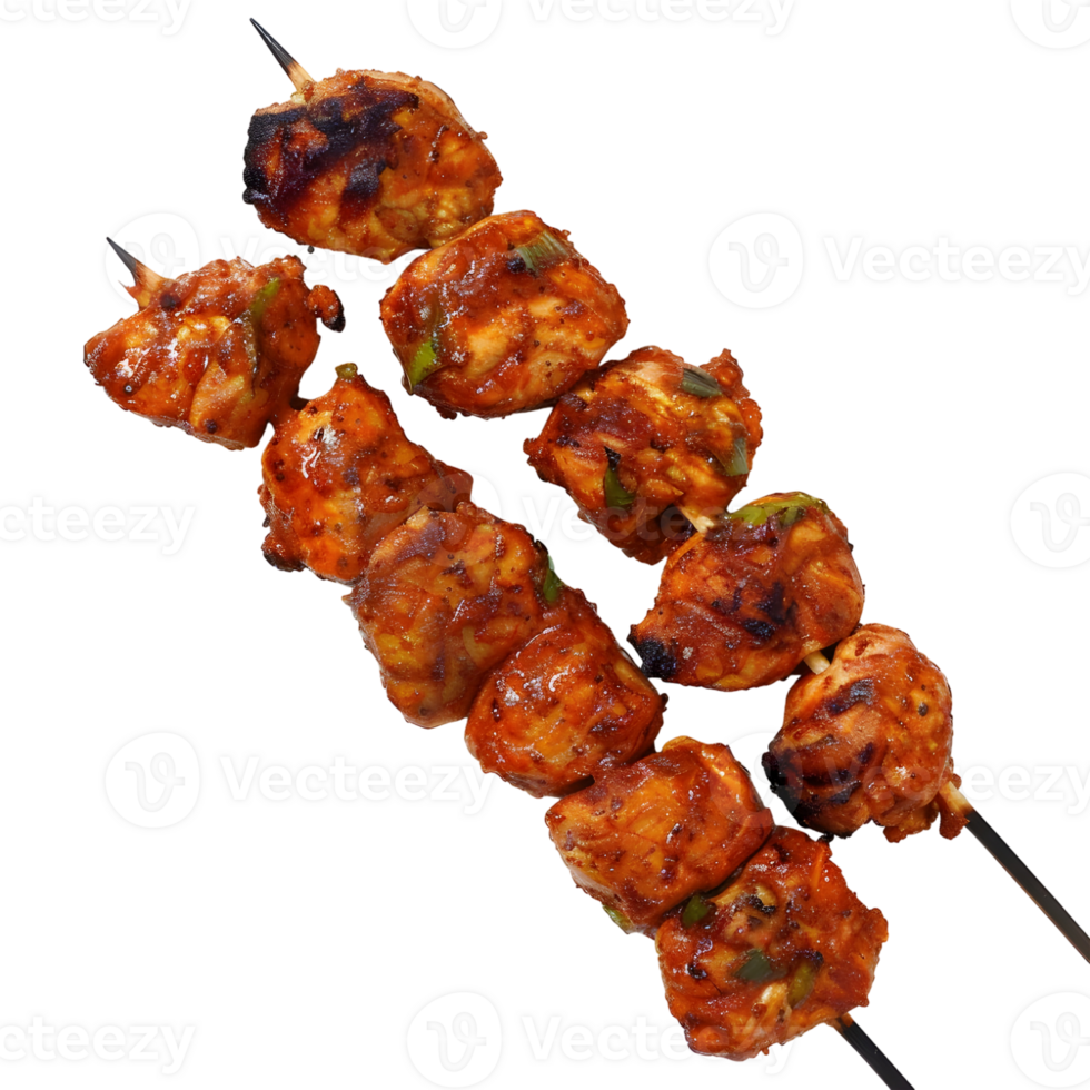 3D Rendering of a Brown Chicken Tikka Stick on Transparent Background png