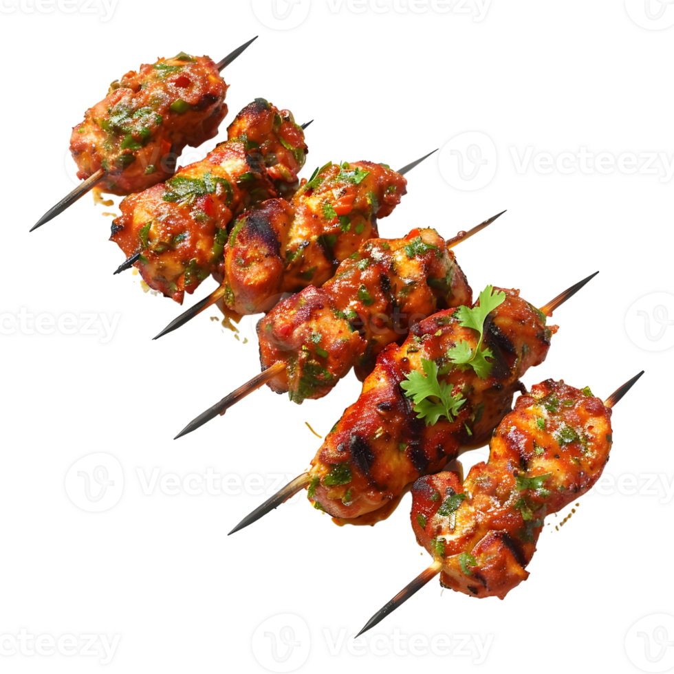 3D Rendering of a Brown Chicken Tikka Stick on Transparent Background png