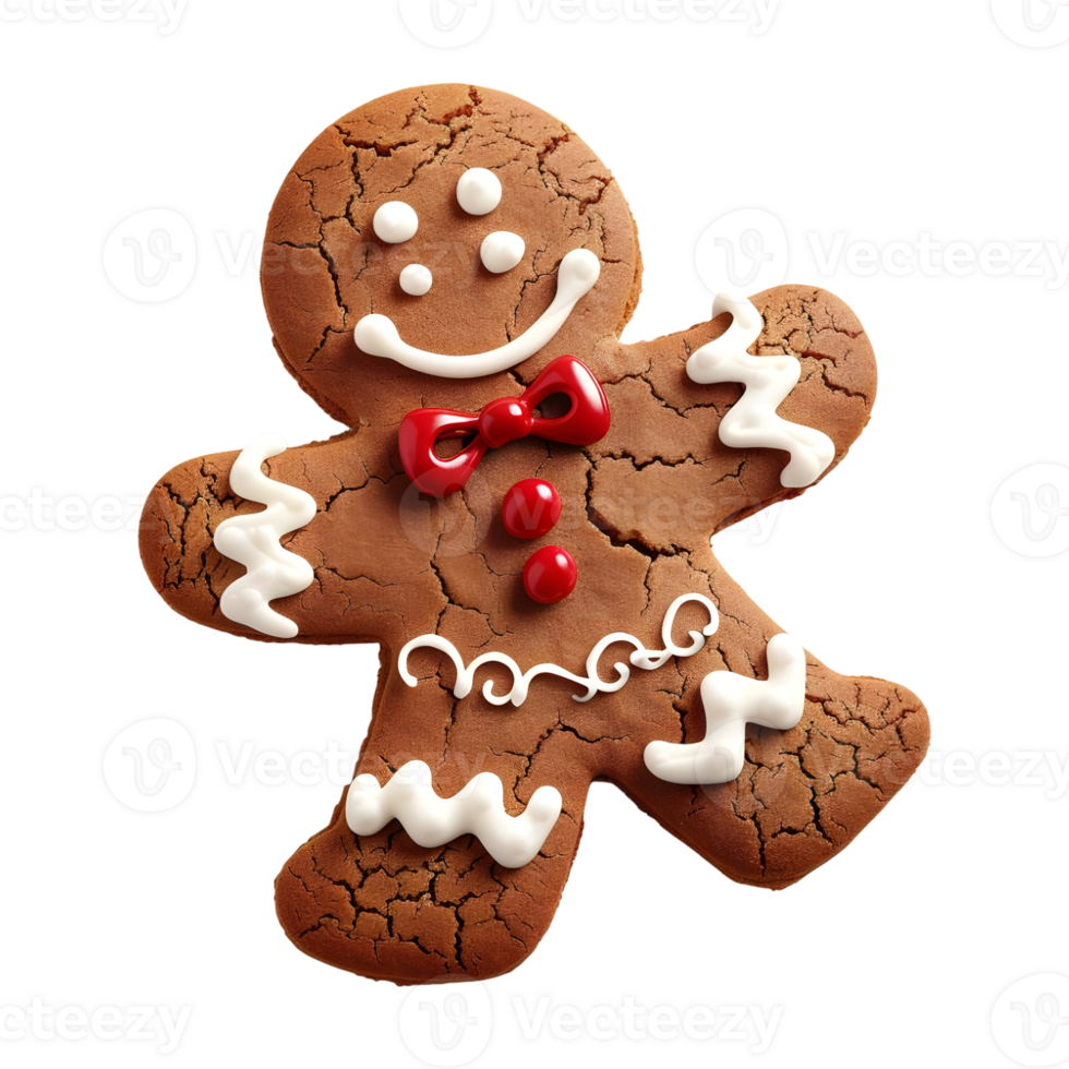 3D Rendering of a Gingerbread Christmas Cookie on Transparent Background png