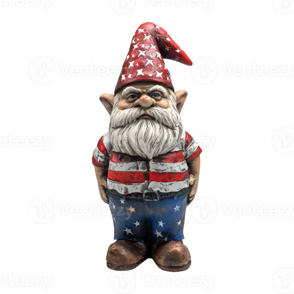 3d le rendu de une gnome avec Etats-Unis drapeau transparent Contexte png