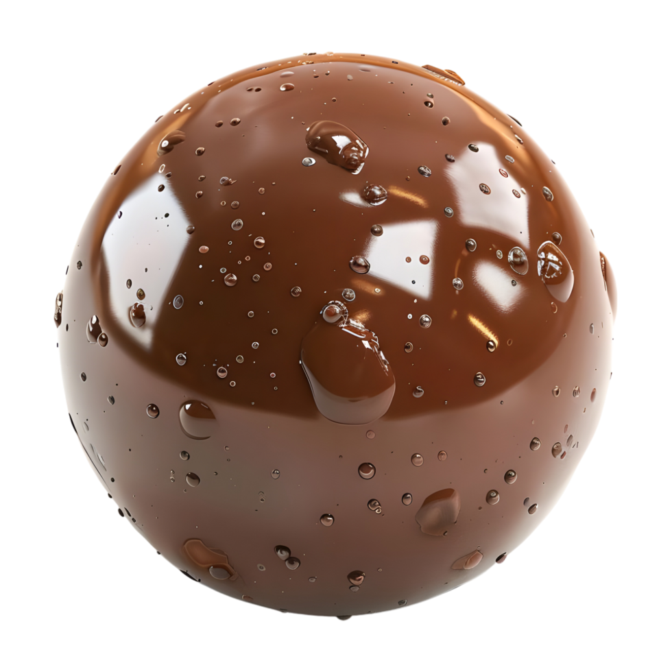 3D Rendering of a Chocolate Ball on Transparent Background png