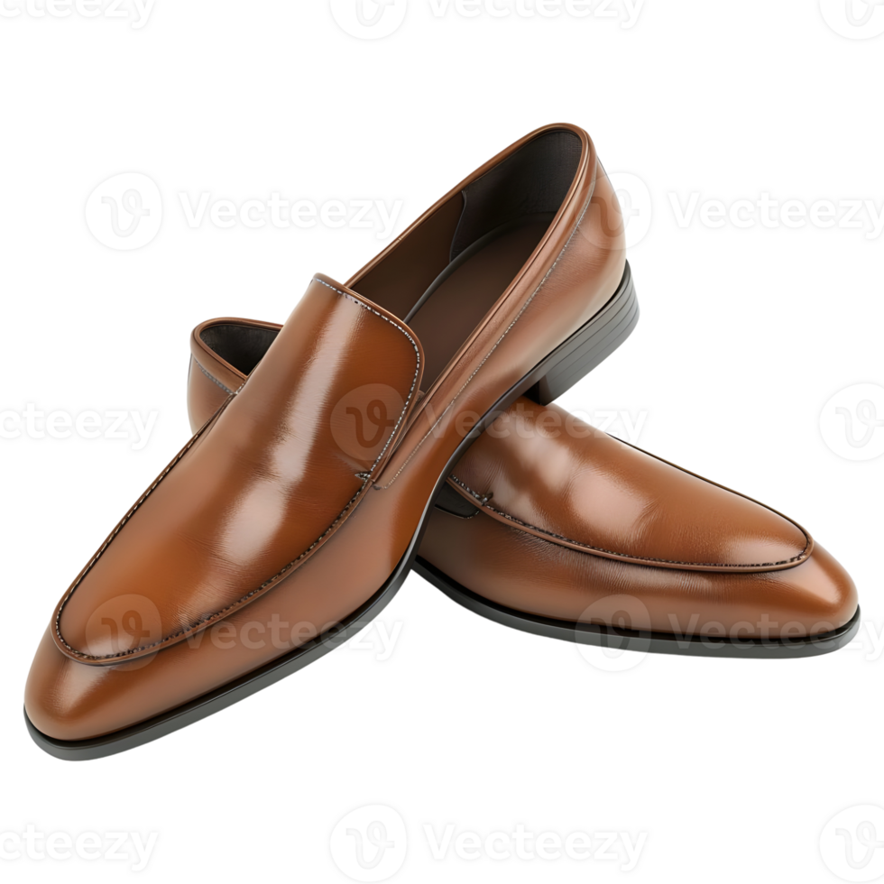 3D Rendering of a Brown Leather Shoes Pair on Transparent Background png