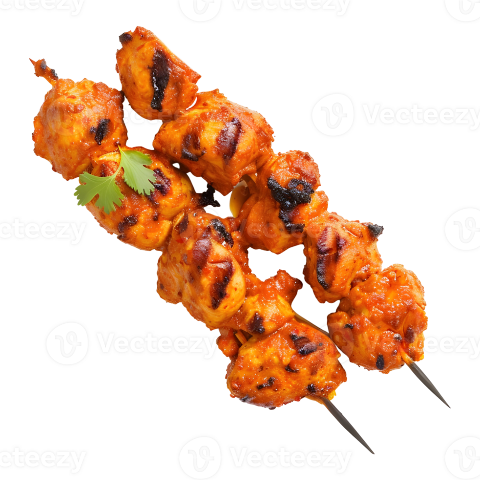 3D Rendering of a Brown Chicken Tikka Stick on Transparent Background png