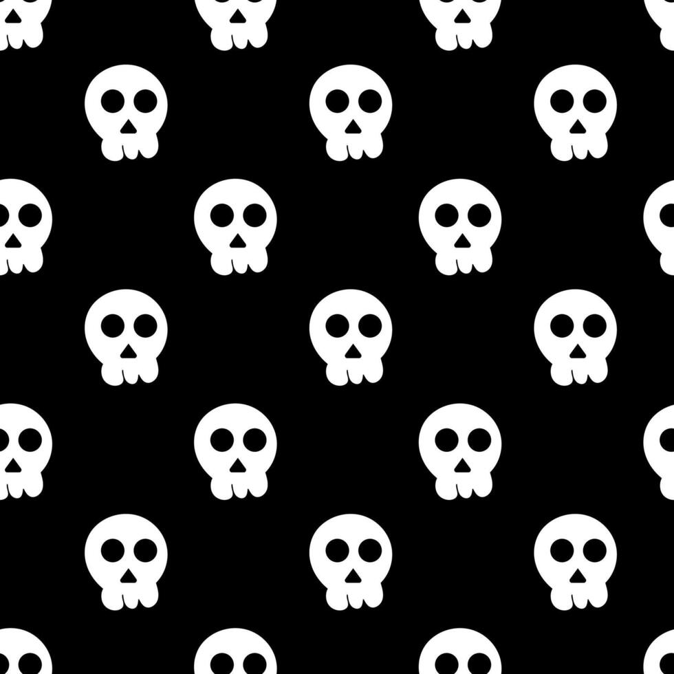 Seamless pattern with skull. Halloween background. Goth black style. flat illustration. vector