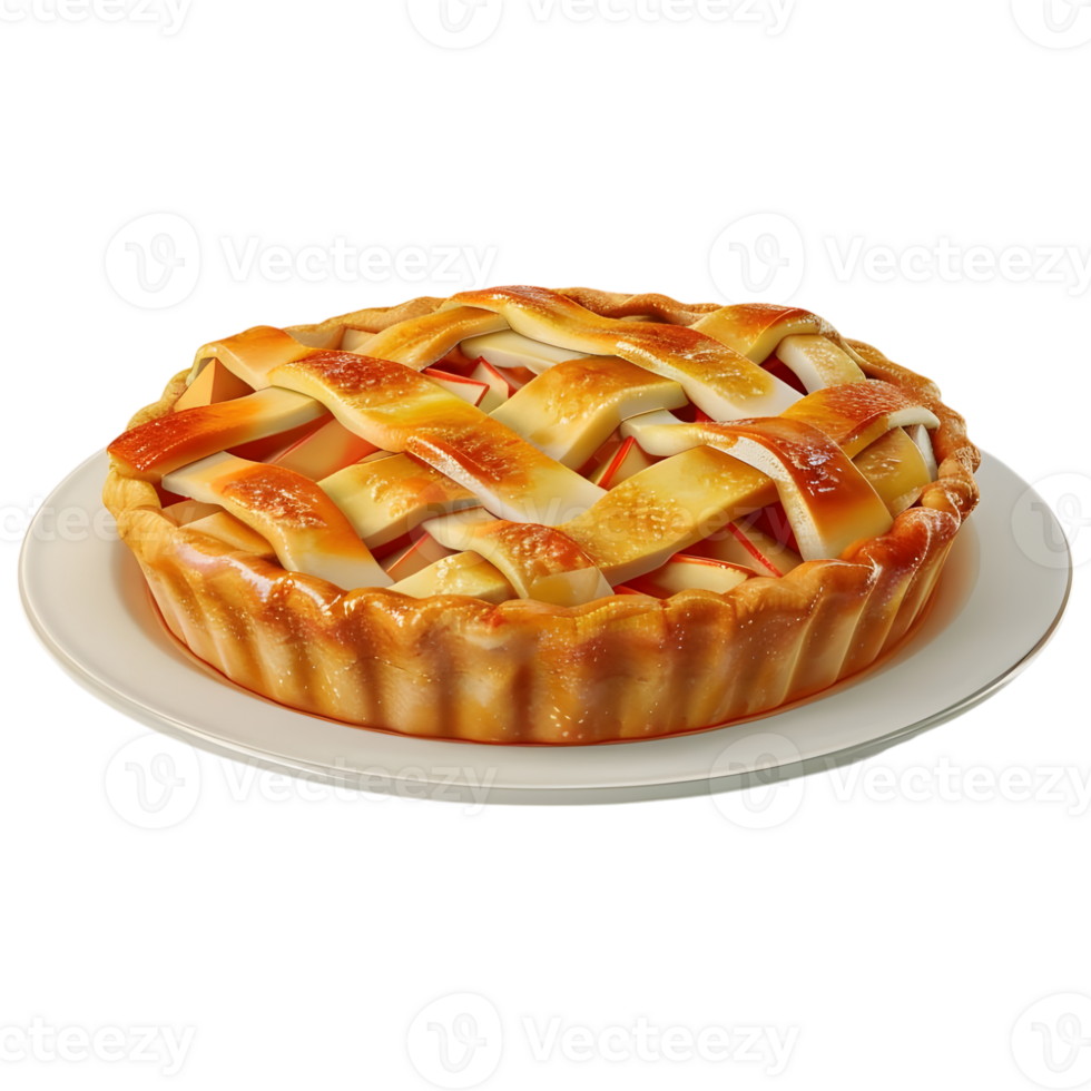 3D Rendering of a Apple Pie Cake on Transparent Background png