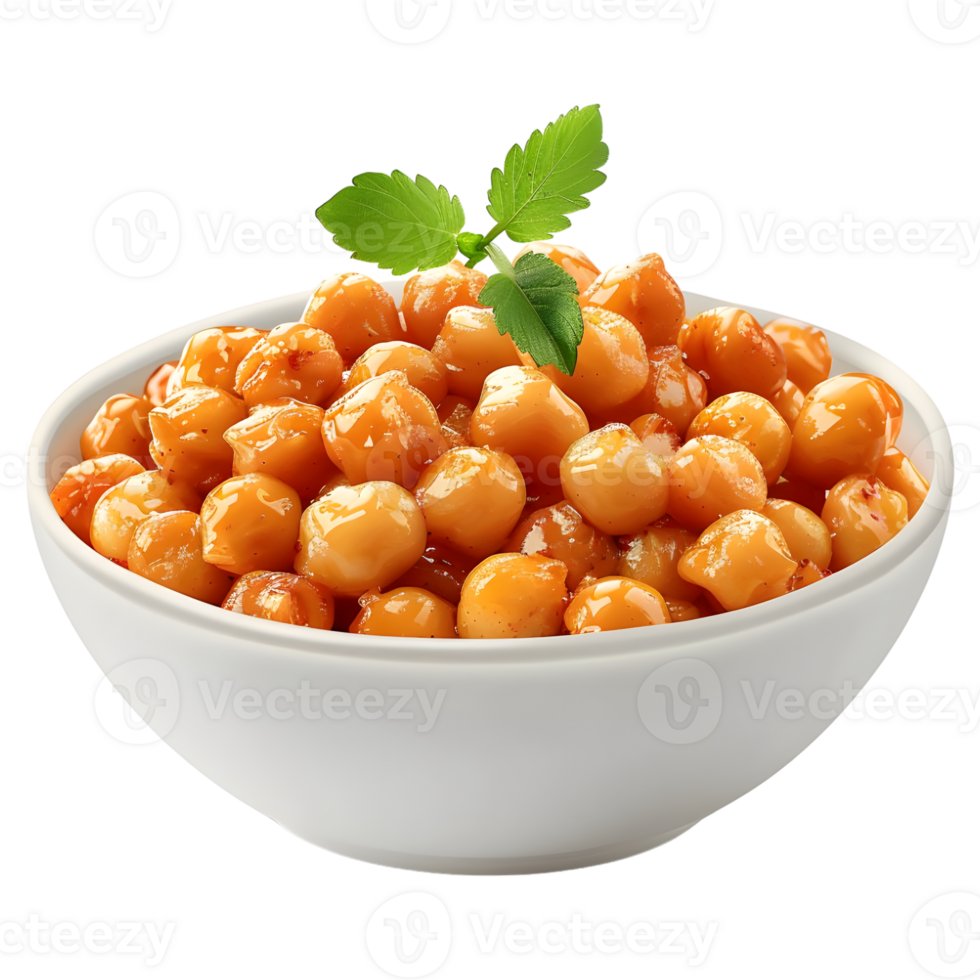 3D Rendering of a Chana Chaat in a Bowl on Transparent Background png