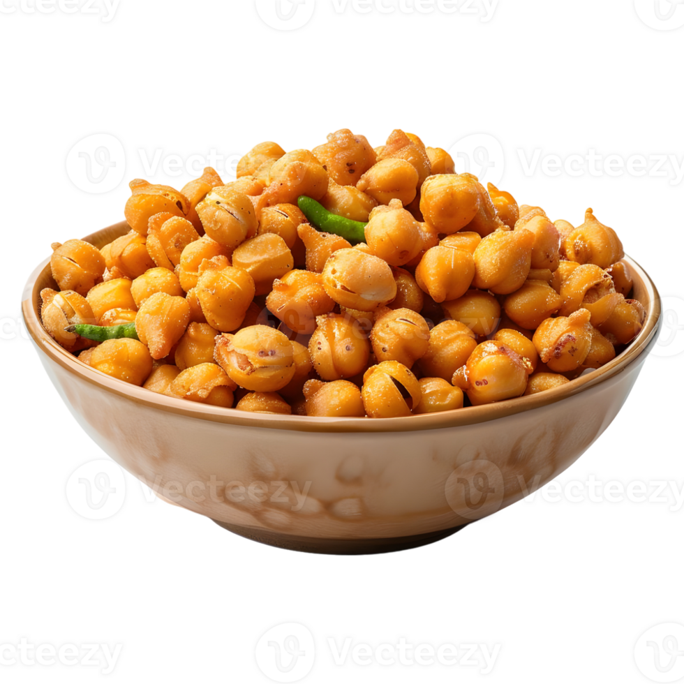 3D Rendering of a Chana Chaat in a Bowl on Transparent Background png