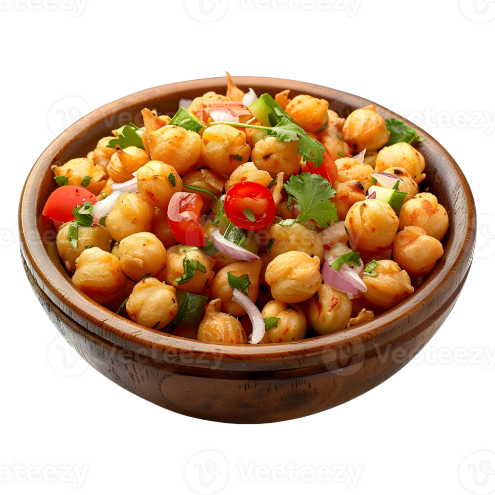 3D Rendering of a Chana Chaat in a Bowl on Transparent Background png