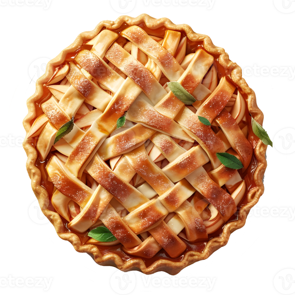 3D Rendering of a Apple Pie Cake on Transparent Background png