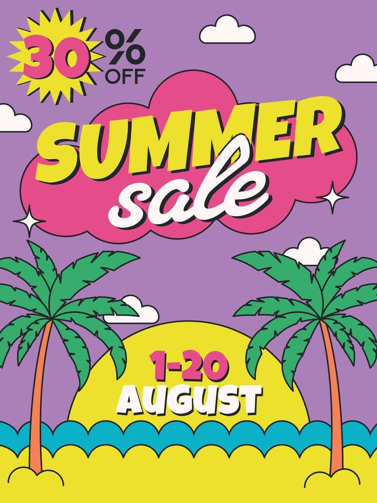 Summer Sale Poster 50 percent off Retro Style vector