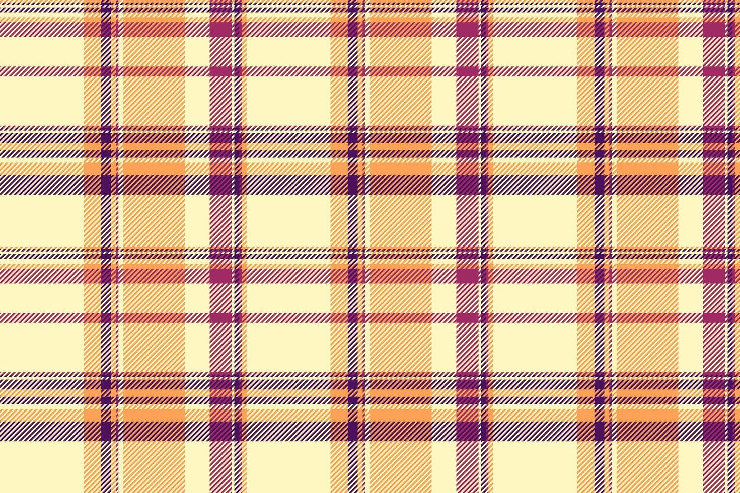 American texture textile seamless, folded pattern check tartan. Cozy background plaid fabric in light and orange colors. vector