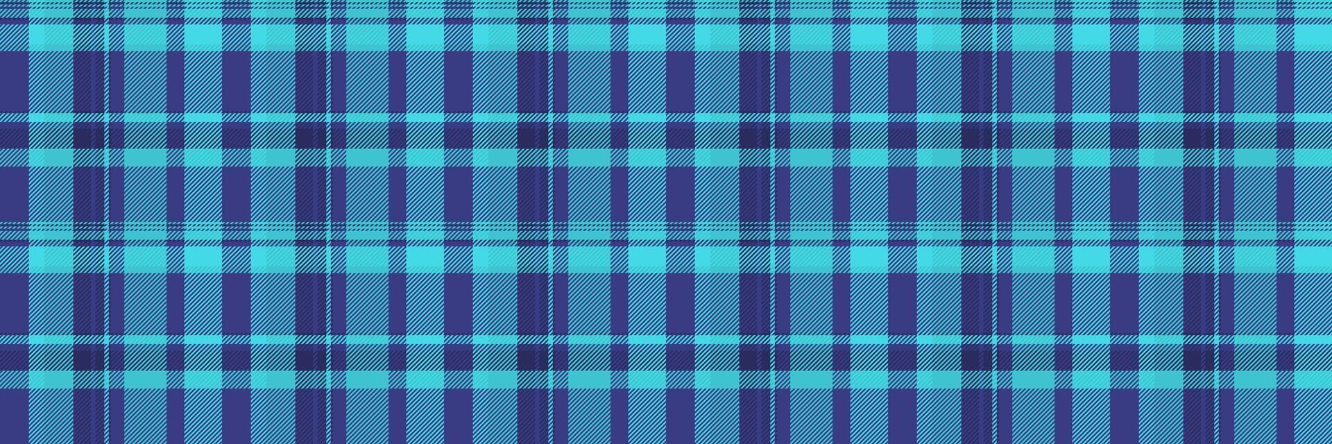 Seasonal plaid check, birthday card textile fabric pattern. Herringbone seamless tartan background texture in blue and cyan colors. vector