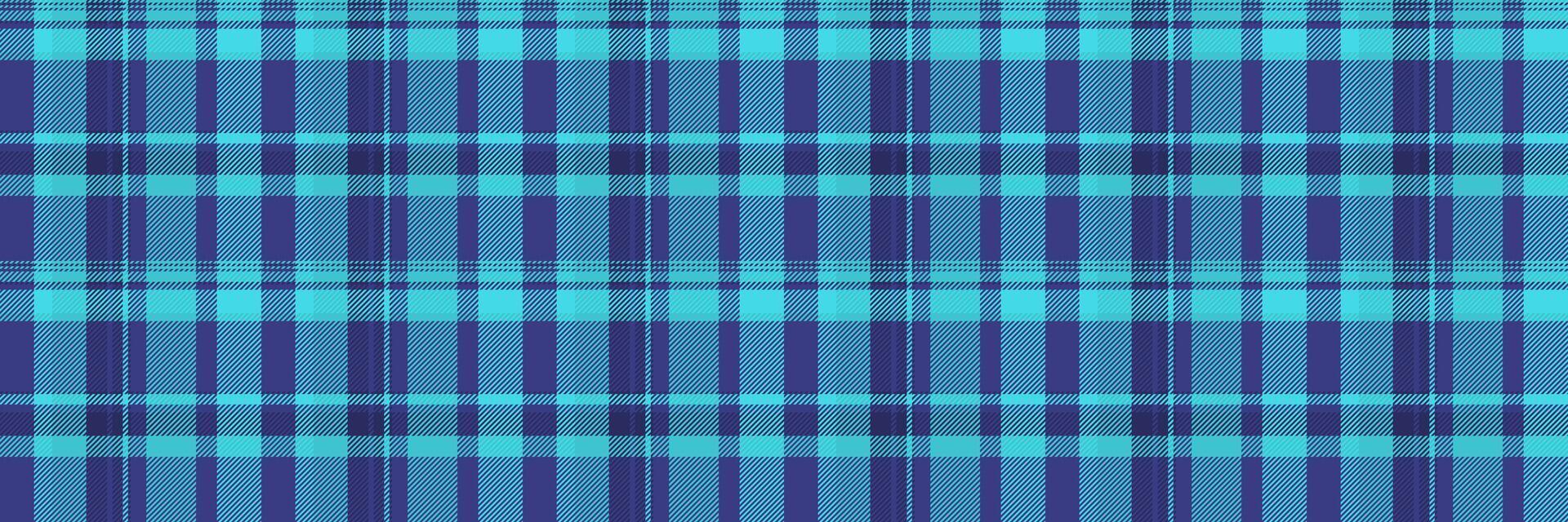 Seasonal plaid check, birthday card textile fabric pattern. Herringbone seamless tartan background texture in blue and cyan colors. vector