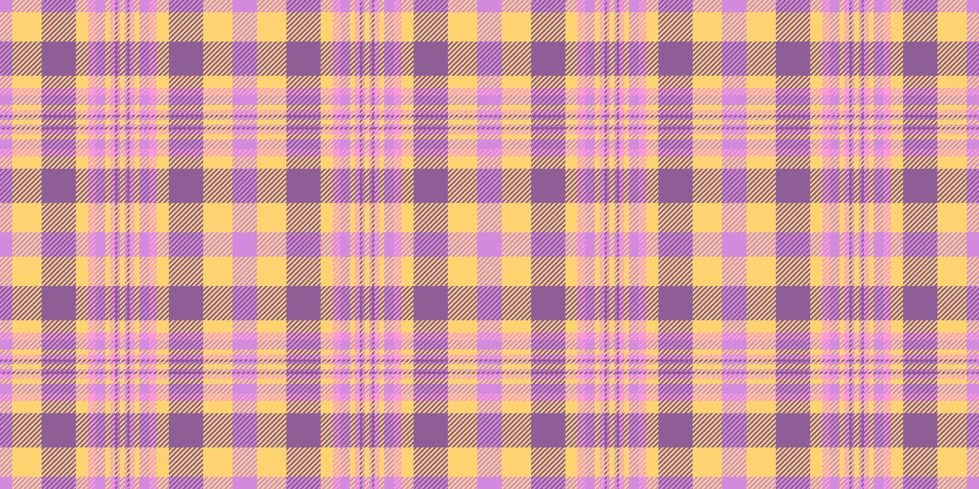 Nice seamless textile background, naked tartan pattern plaid. Plank fabric check texture in purple and amber colors. vector