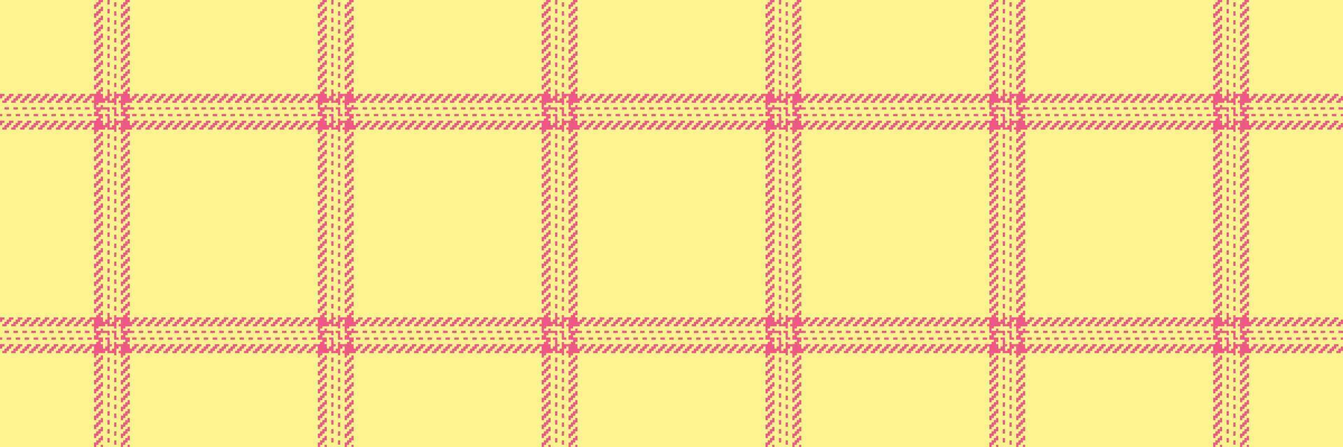 Latin fabric pattern plaid, give background texture textile. Material tartan check seamless in yellow and red colors. vector