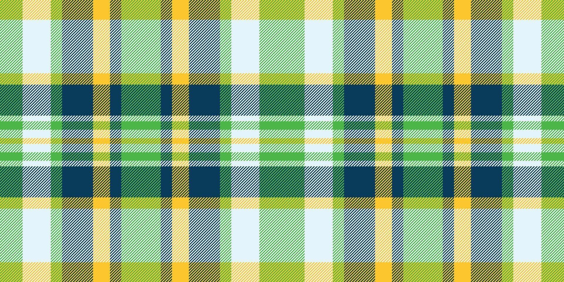 Repeating textile tartan fabric, exotic plaid check pattern. Wallpaper texture background seamless in light and green colors. vector