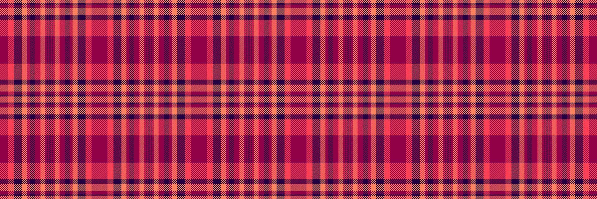 Gift paper tartan fabric pattern, modern plaid textile texture. Glamor seamless check background in red and pink colors. vector