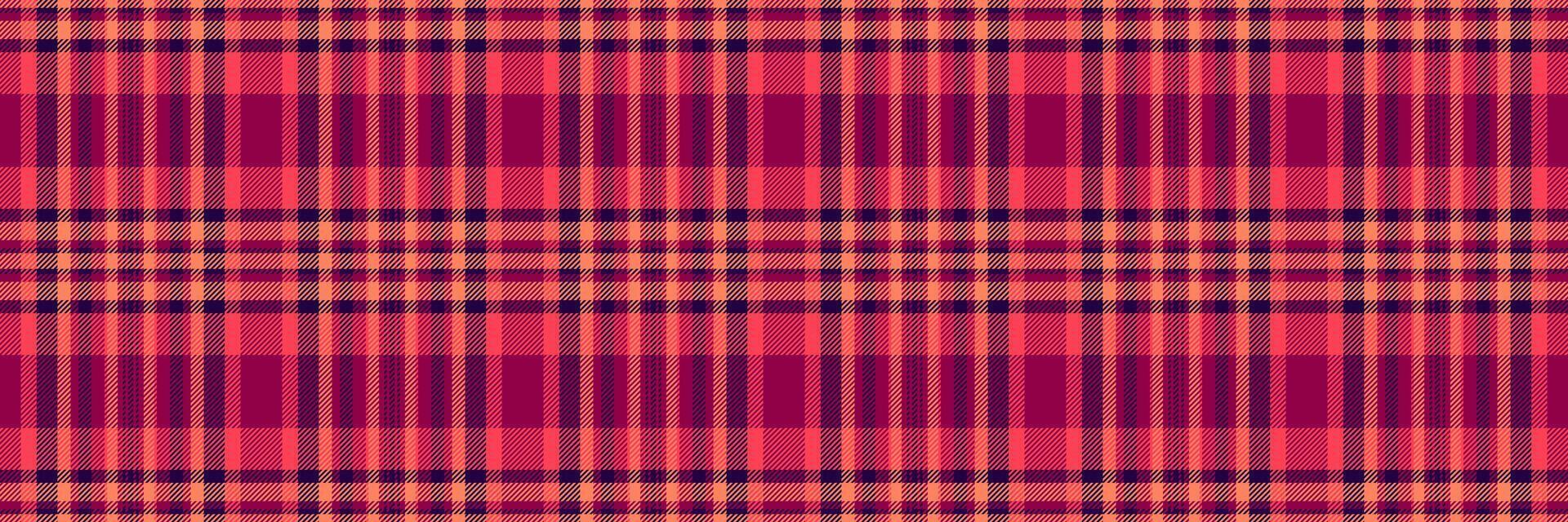 Gift paper tartan fabric pattern, modern plaid textile texture. Glamor seamless check background in red and pink colors. vector