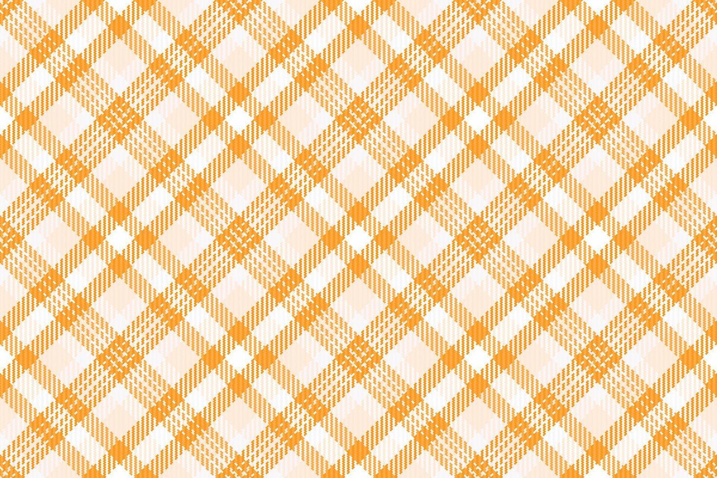 Chic seamless texture fabric, backdrop tartan textile plaid. Towel check background pattern in orange and white colors. vector