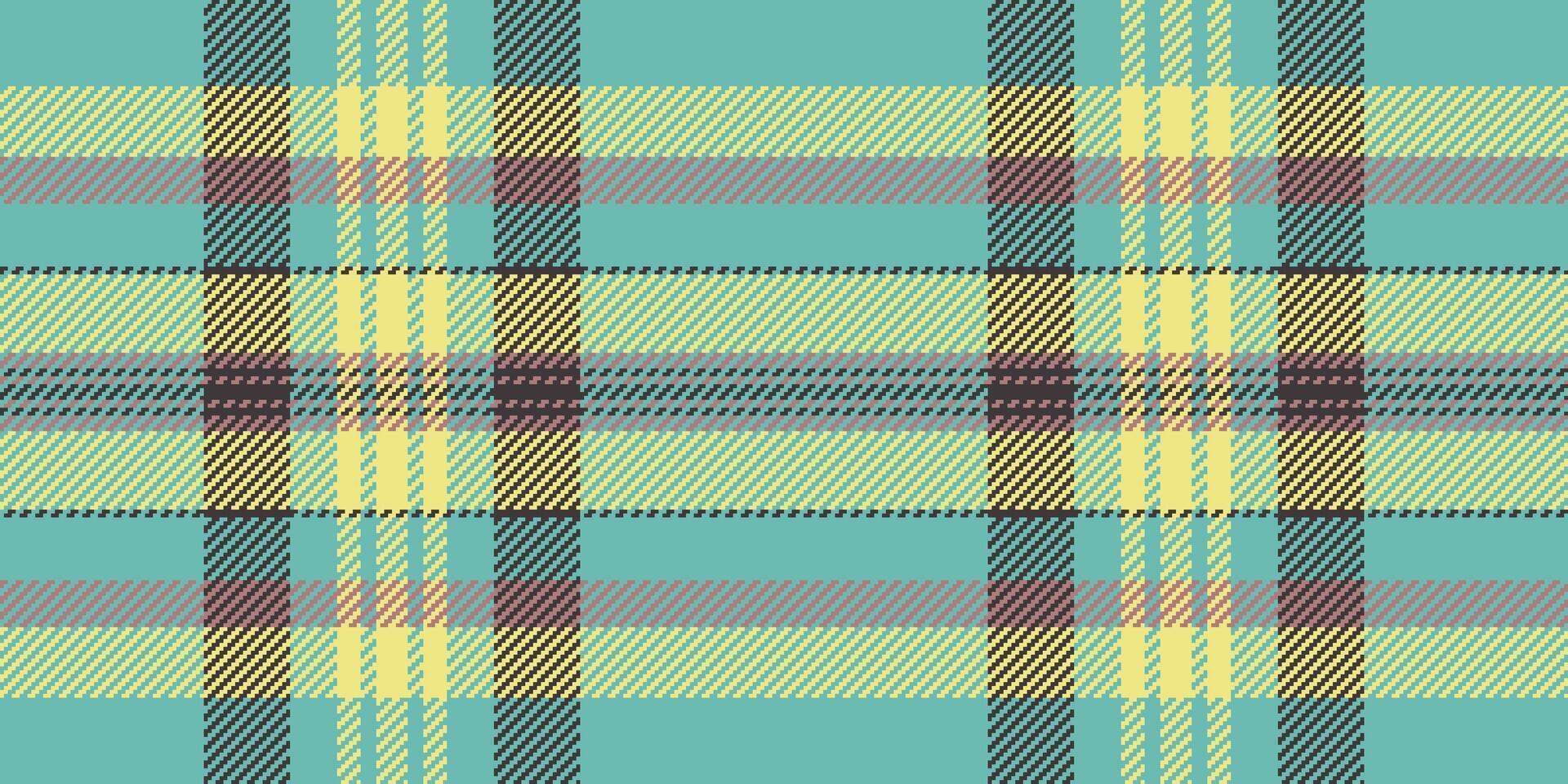 edredón modelo antecedentes textura, victoriano textil tela sin costura. marco tartán tartán cheque en verde azulado y amarillo colores. vector