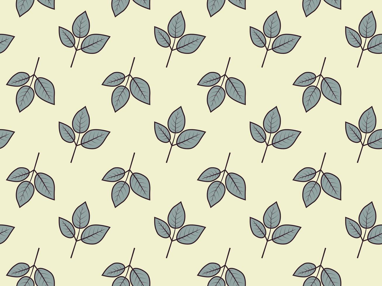 Hand drawn floral pattern design. Simple ornament with plant and leaf. vector