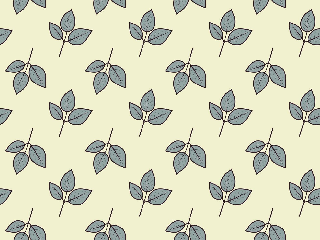 Hand drawn floral pattern design. Simple ornament with plant and leaf. vector