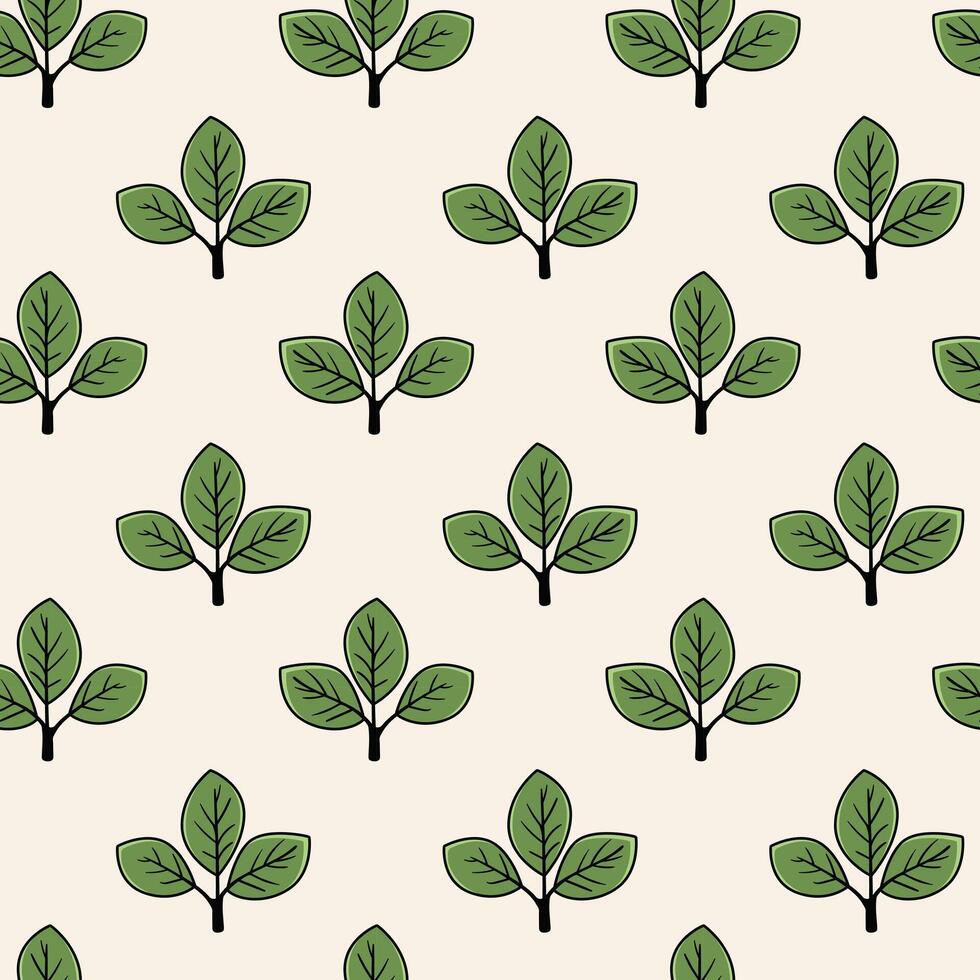 Hand drawn floral pattern design. Simple ornament with plant and leaf. vector